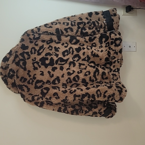 Avex Les Filles leopard print faux fur moto jacket. SMALL - Picture 6 of 15